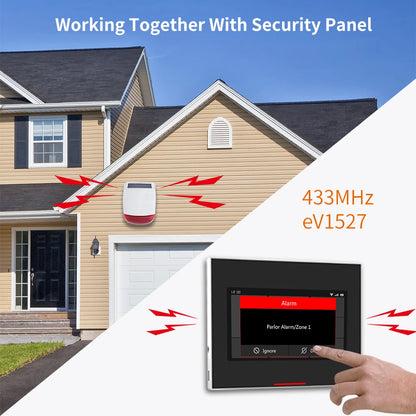 Sirena Solar Exterior Inalámbrica 433MHz con Luz Estroboscópica Impermeable