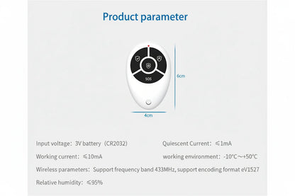 Control Remoto Inalámbrico 433MHz para Sistema de Alarma