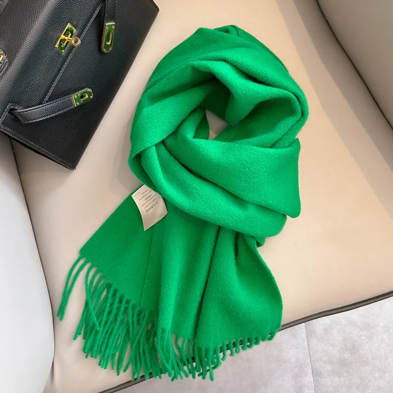 Winter Narrow Scarf 28 Color 100% Wool Scarf Hot Selling Solid Color Scarf Men's and Women's Universal Warm and Cold proof Scarf