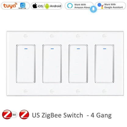 Interruptor Inteligente Zigbee 3.0 - Control por Voz y App 1/2/3/4 Botones