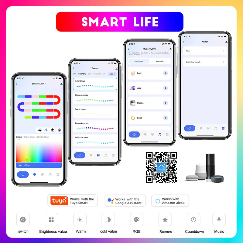 Tira LED RGBIC Impermeable 16.4ft/5M — Sincronización Musical Smart