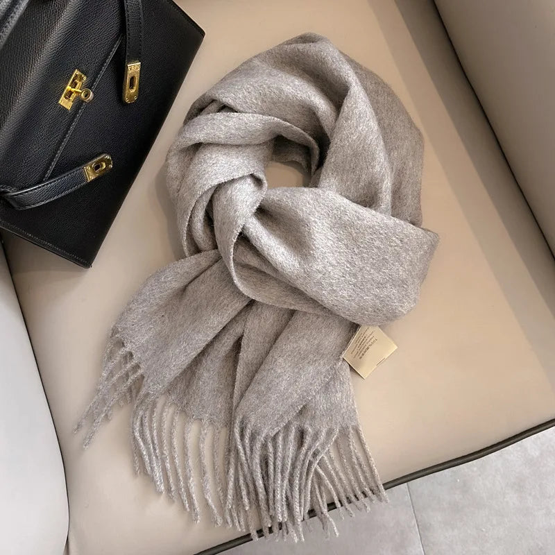 Winter Narrow Scarf 28 Color 100% Wool Scarf Hot Selling Solid Color Scarf Men's and Women's Universal Warm and Cold proof Scarf