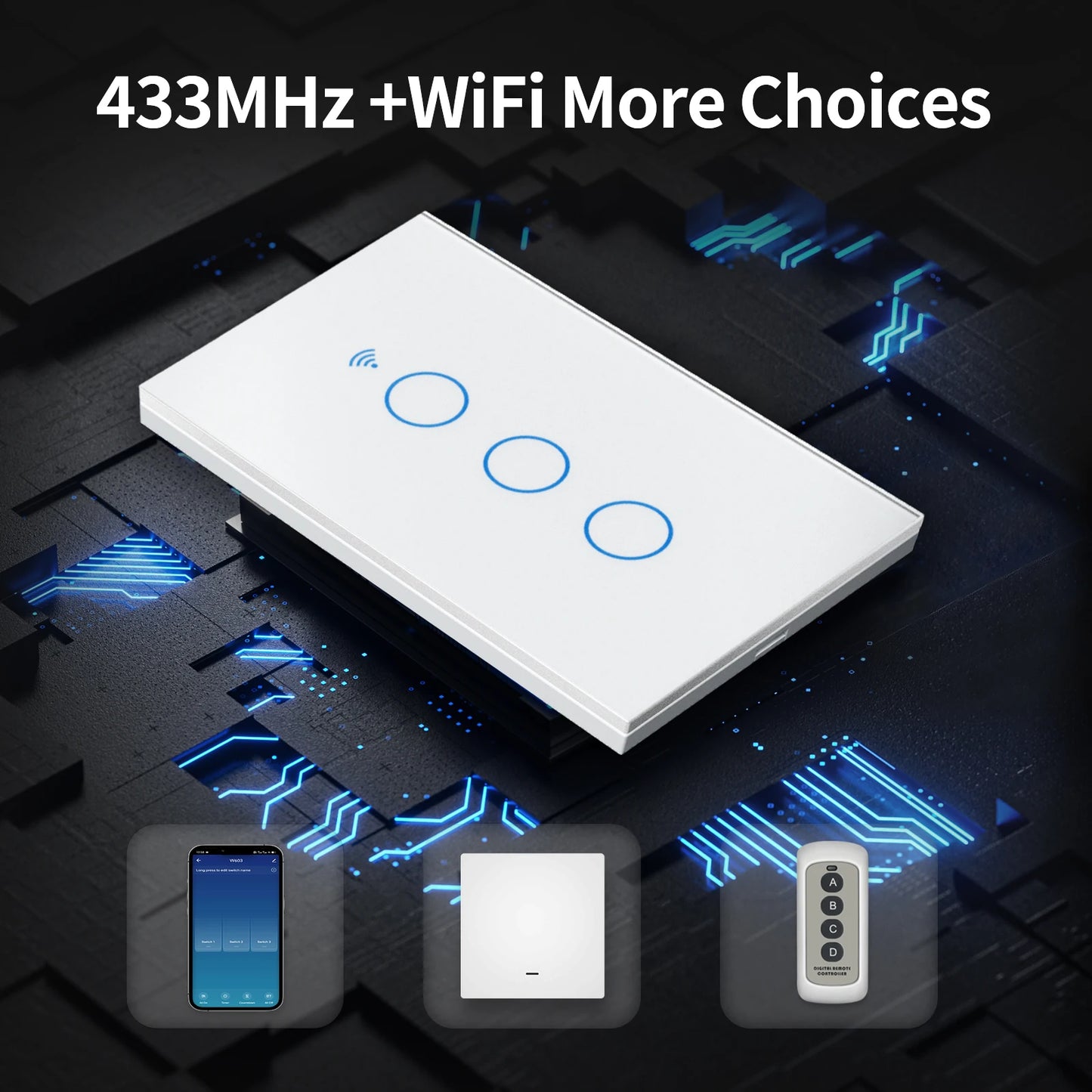 Interruptor Táctil Inteligente WiFi/Zigbee - 1/2/3/4 Botones con LED