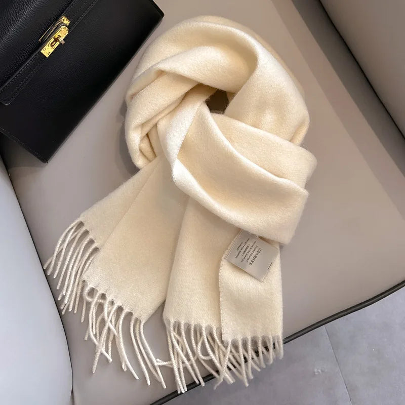 Winter Narrow Scarf 28 Color 100% Wool Scarf Hot Selling Solid Color Scarf Men's and Women's Universal Warm and Cold proof Scarf