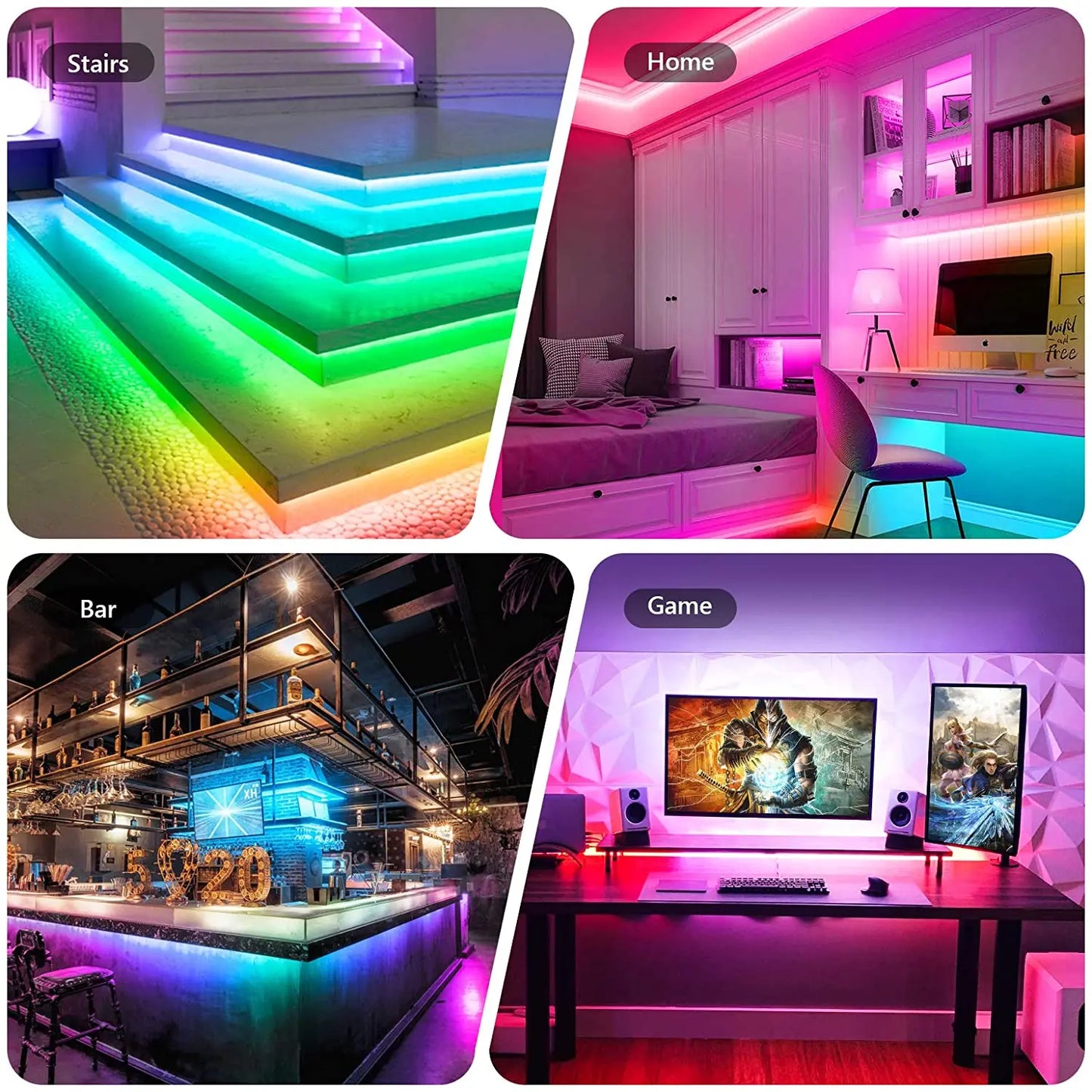Tira LED RGBIC Impermeable 16.4ft/5M — Sincronización Musical Smart