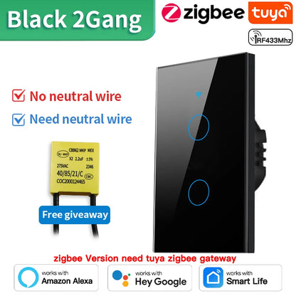 Interruptor Táctil Inteligente WiFi/Zigbee - 1/2/3/4 Botones con LED
