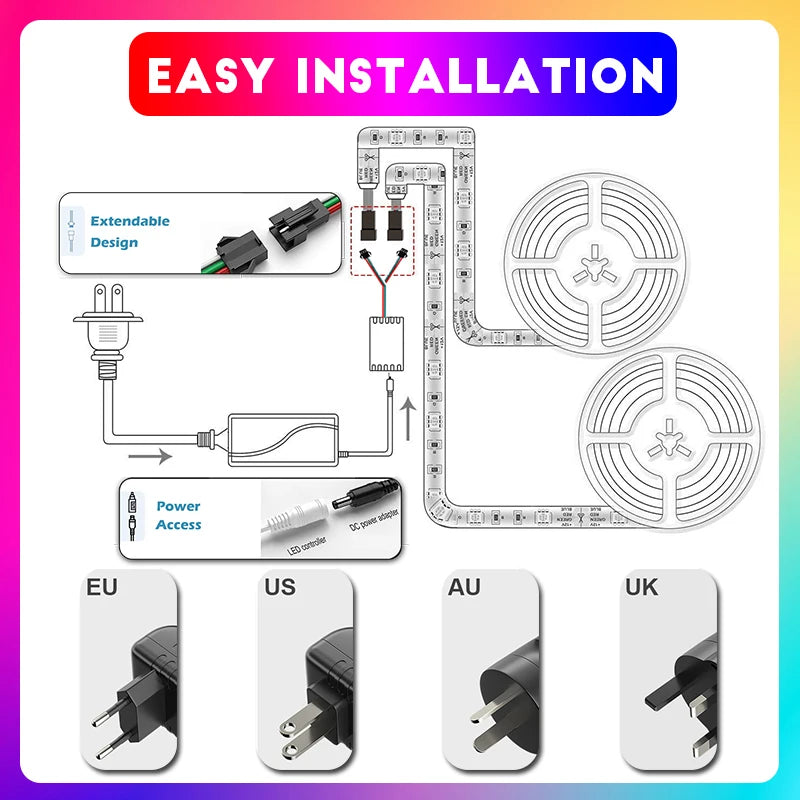 Tira LED RGBIC Impermeable 16.4ft/5M — Sincronización Musical Smart