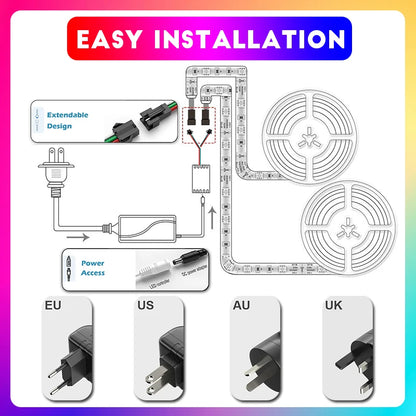 Tira LED RGBIC Impermeable 16.4ft/5M — Sincronización Musical Smart