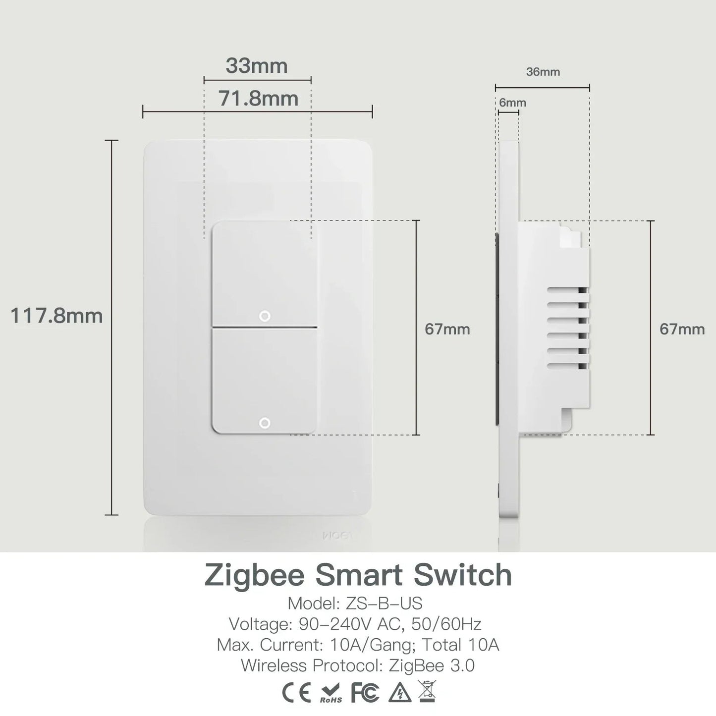 Interruptor Inteligente Zigbee Sin Cable Neutro | Alexa