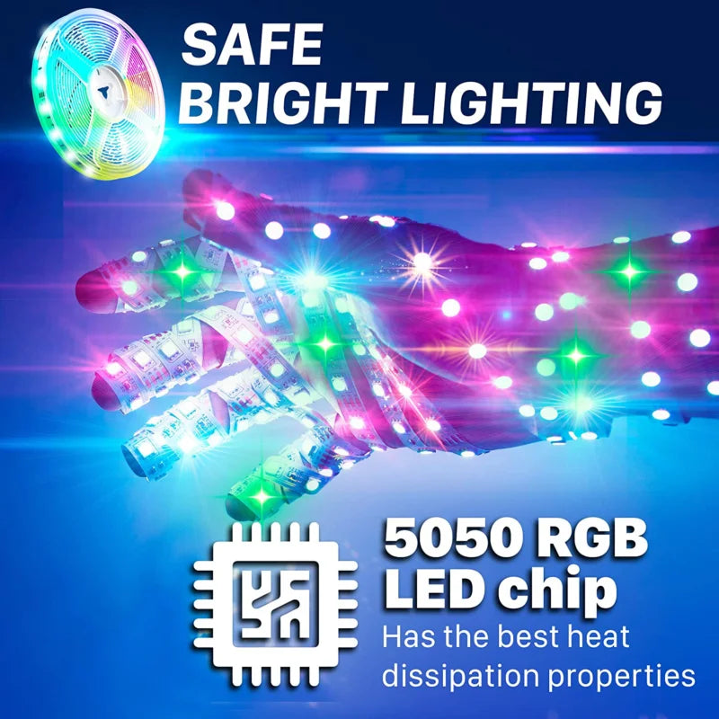 Tira LED RGBIC Impermeable 16.4ft/5M — Sincronización Musical Smart