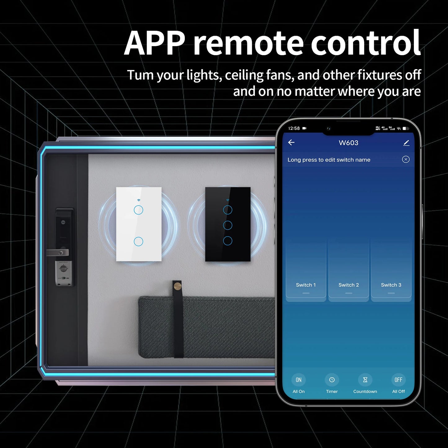 Interruptor Táctil Inteligente WiFi/Zigbee - 1/2/3/4 Botones con LED