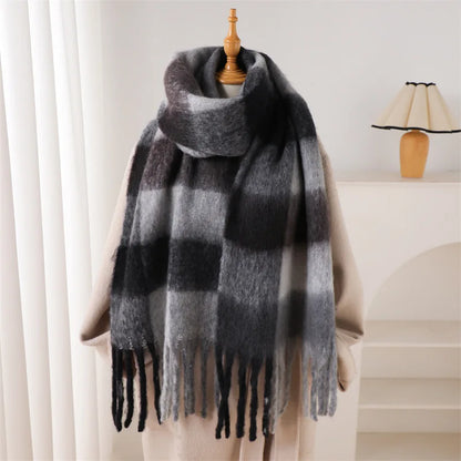 2025 Winter Thick Warm Scarf Women Cashmere Shawl and Wraps Pashmina Neckerchief Bufanda Female Rainbow Hairy Tessel Echarpe New