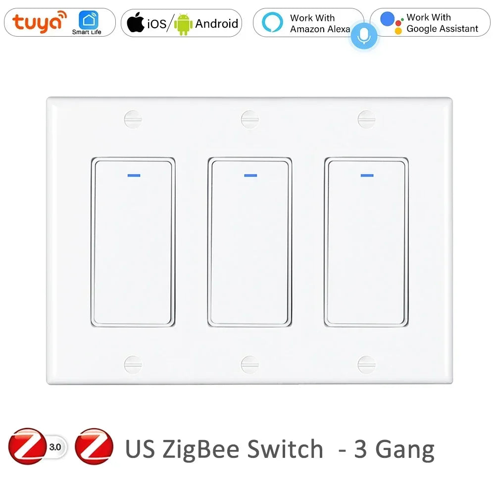Interruptor Inteligente Zigbee 3.0 - Control por Voz y App 1/2/3/4 Botones