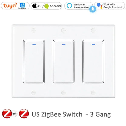 Interruptor Inteligente Zigbee 3.0 - Control por Voz y App 1/2/3/4 Botones