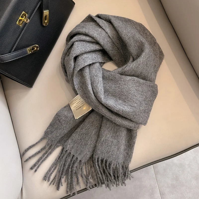 Winter Narrow Scarf 28 Color 100% Wool Scarf Hot Selling Solid Color Scarf Men's and Women's Universal Warm and Cold proof Scarf