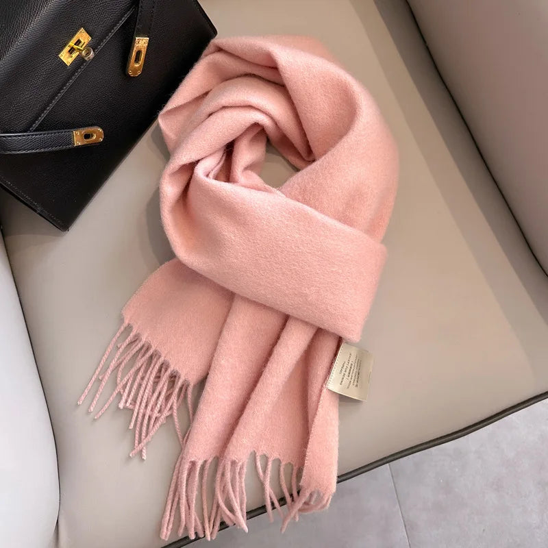 Winter Narrow Scarf 28 Color 100% Wool Scarf Hot Selling Solid Color Scarf Men's and Women's Universal Warm and Cold proof Scarf
