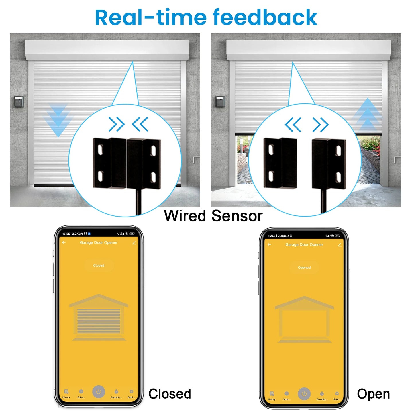 Garage Door Opener Control Wired Sensor Contacts Tuya Smart Life Remote  Alexa