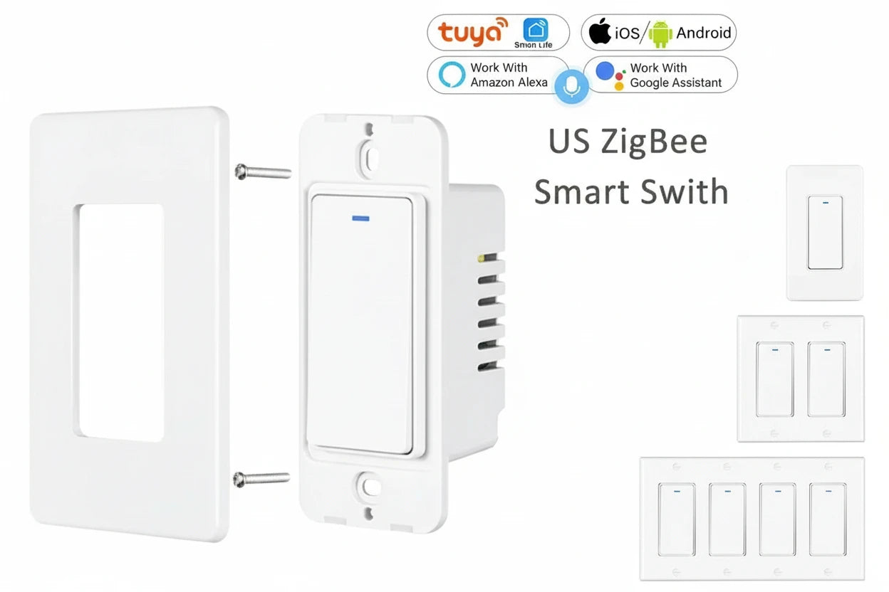 Interruptor Inteligente Zigbee 3.0 - Control por Voz y App 1/2/3/4 Botones