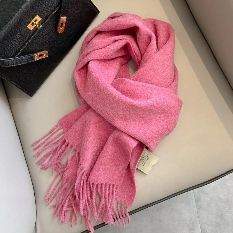 Winter Narrow Scarf 28 Color 100% Wool Scarf Hot Selling Solid Color Scarf Men's and Women's Universal Warm and Cold proof Scarf