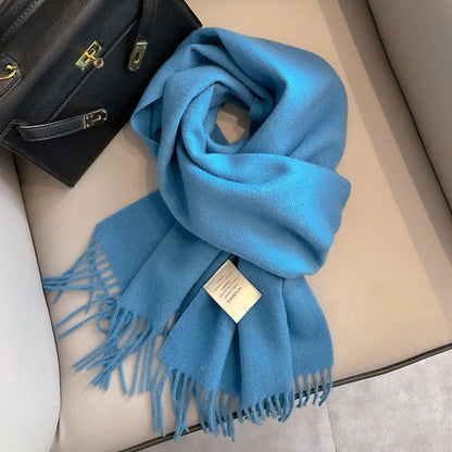 Winter Narrow Scarf 28 Color 100% Wool Scarf Hot Selling Solid Color Scarf Men's and Women's Universal Warm and Cold proof Scarf