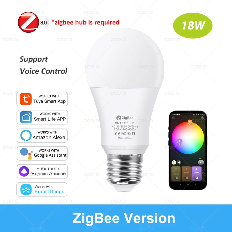 Foco LED Inteligente RGB- WiFi/Zigbee/Bluetooth Alexa & Google. 15W