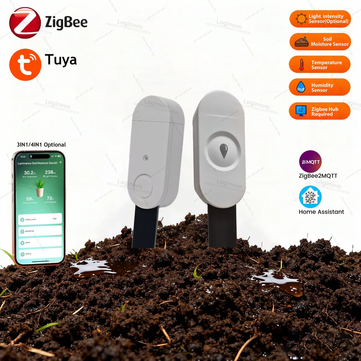Sensor de Humedad de Suelo Zigbee - Riego Inteligente