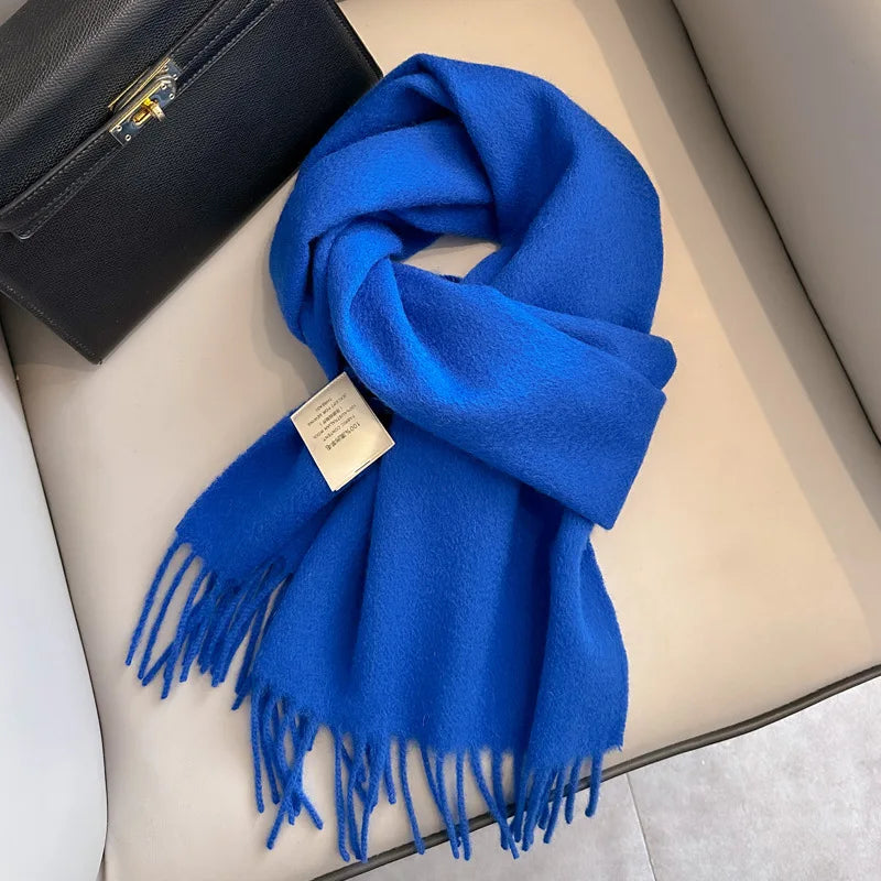 Winter Narrow Scarf 28 Color 100% Wool Scarf Hot Selling Solid Color Scarf Men's and Women's Universal Warm and Cold proof Scarf