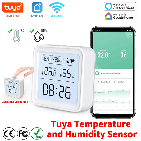 Tuya Zigbee WiFi Temperature Humidity Sensor Hygrometer Thermometer Detector Smart Life Remote Control Support Alexa Google Home