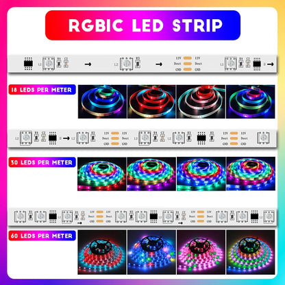 Tira LED RGBIC Impermeable 16.4ft/5M — Sincronización Musical Smart