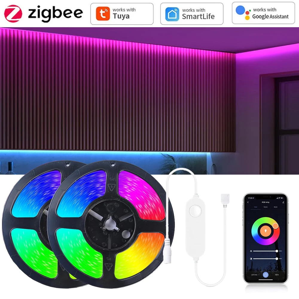 Tira LED COB RGB Zigbee 5M 10M 840 LEDs metro control app inteligente - VivaHub