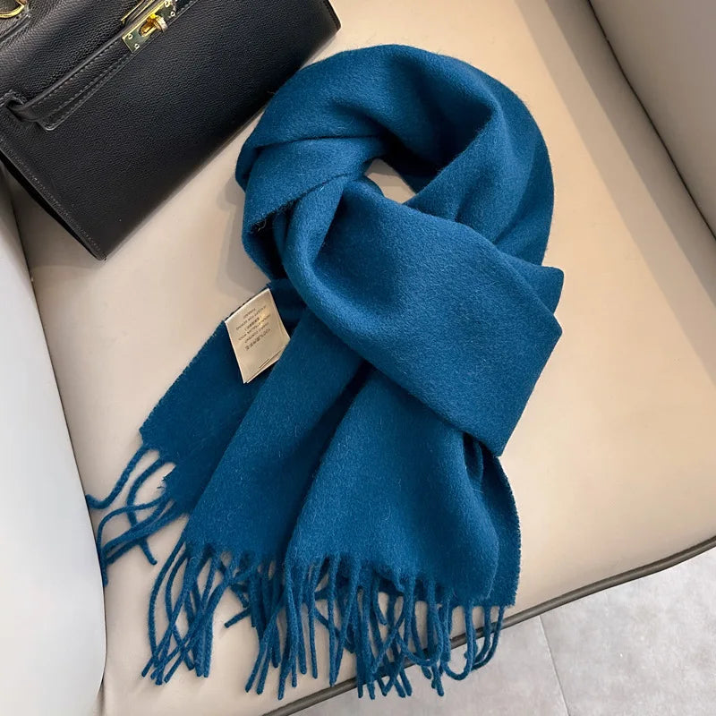 Winter Narrow Scarf 28 Color 100% Wool Scarf Hot Selling Solid Color Scarf Men's and Women's Universal Warm and Cold proof Scarf