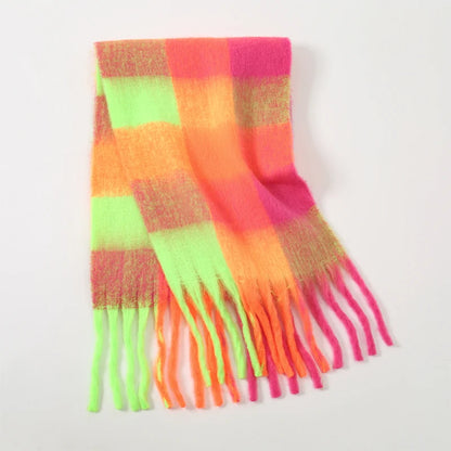 2025 Winter Thick Warm Scarf Women Cashmere Shawl and Wraps Pashmina Neckerchief Bufanda Female Rainbow Hairy Tessel Echarpe New