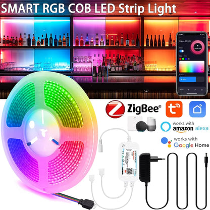 Tira LED COB RGB Zigbee 5M/10M — 840 LEDs/m Control por App
