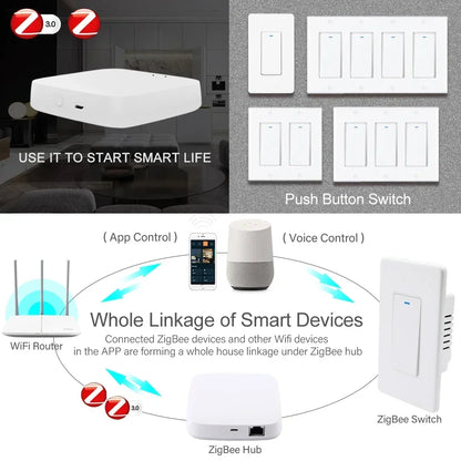 Interruptor Inteligente Zigbee 3.0 - Control por Voz y App 1/2/3/4 Botones