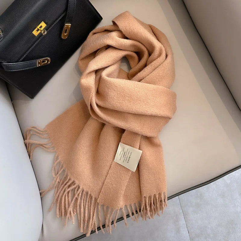 Winter Narrow Scarf 28 Color 100% Wool Scarf Hot Selling Solid Color Scarf Men's and Women's Universal Warm and Cold proof Scarf